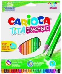 CARIOCA Creioane colorate CARIOCA Tita Erasable, hexagonale, flexibile, erasable, 24 culori/cutie, cu guma (CA-42938) - forit