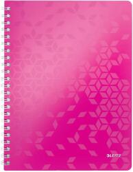 Leitz Caiet de birou LEITZ WOW, PP, FSC, reciclabil, A4, 80 coli, cu spira, matematica, roz (L-46380023)