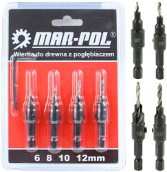 MAR-POL Fúrószárak fához, süllyesztőkkel 6-12mm 4db 40051 (M22334)