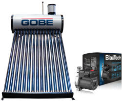 GOBE KIT S33-23 pachet panou solar nepresurizat 120 litri GOBE Plus, 12 tuburi vidate, cu pompă BlauTech, corp din inox (KIT-S33)