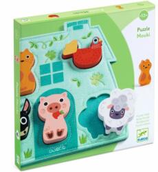 DJECO Wooden Block Puzzle Mouki kirakó 12m+