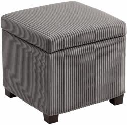 HOMCOM Cutie puf depozitare 30 L cu capac detașabil, puf ottoman cube umplutură din catifea groasă, 40 x 40 x 40 cm, gri | Aosom Romania (838-532V00GY)