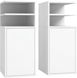 HOMCOM Set de 2 Noptiere pentru Dormitor cu Ușă Compartimente Deschise pentru Spații Reduse 25x30x60 cm Alb | Aosom Romania (83D-243V80WT)