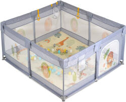 Moni GAMEZONE járóka összecsukható szőnyeggel, 60 labdával 120x120 SZÜRKE