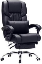 SONGMICS ergonomikus irodai szék, behúzható lábtartóval, 135°-ig állítható háttámlával, max. 150 kg terhelhetőség, 70x70x125 cm, fekete