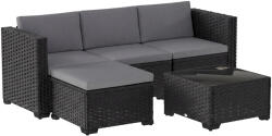 Outsunny modulár kerti bútor szett, 5 darabos, PE rattan, szürke