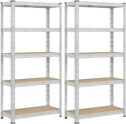 SONGMICS 2 db fém tároló polc, 5 szint, állítható, MDF polcok, 875 kg, 40x90x180 cm, ezüst