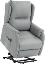 Homcom Elektromos Dönthető Fotel Emelési Szélességgel (155°), Széles Ülőfelület Időseknek, Távirányítóval, 89 x 76 x 103 cm, Világosszürke