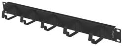 Lanberg AK-1701-B 19" 1U fekete fém gyűrűs fém kábelrendező - pcx