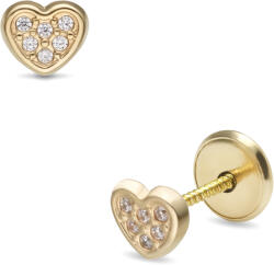 Lisa Jewelry for Kids fénylő szív sárga arany fülbevaló (JTAG-4451)