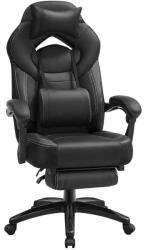 SONGMICS Ergonómiai gaming szék lábtartóval, állítható fejtámlával és deréktámasszal, max. 150 kg, 70x64x128 cm, fekete