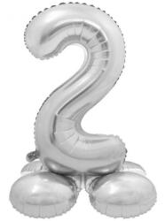  Ezüst 2-es Silver szám fólia lufi talppal 72 cm - pepita - 175 Ft