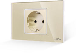 Luxion Priza Simpla LUXION cu Rama din Sticla, Standard Italian, 2/3M - culoare auriu