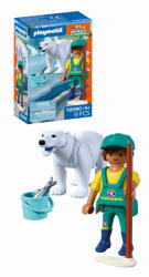 Playmobil Jucarie De Rol Ingrijitor Zoo Si Urs Polar - Playmobil My Life - Animals & Friends (pm72090)