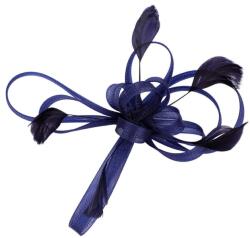 LONTG Fascinator Kalap Kék-Fekete Tollakkal és Virágokkal - Vintage Hajdísz Fátyollal Esküvőre Teapartyra Templomba