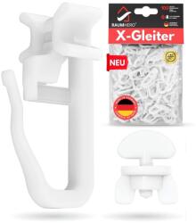 Raumhero X-Gleiter függönysín csúszó készlet 100 db, 6 mm szabványos méret, 6 stopperrel, fehér, Made in Germany