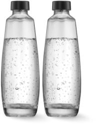 SodaStream DUO és E-DUO üvegpalack 1L csere palack szódagéphez 2 db-os csomag fekete csavaros kupakkal mosogatógépben mosható prémium üveg k