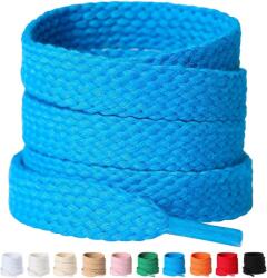 Olukssck lapos cipőfűző - 12 mm, pamut, kék, 140 cm (2 pár)