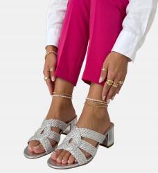 Gemre Ezüst színű fonott pántos flip-flop papucs Violet 36-os méret (N24-1056 SILVER)