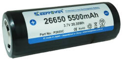 KeepPower 26650 3, 6V 5500mAh védelemmel ellátott Li-ion akkumulátor (Keeppower-26650-5500mAh)