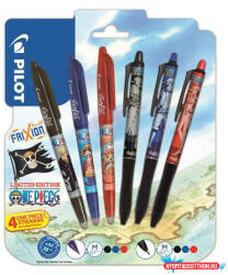 Pilot Rollertoll készlet, 0, 35 mm, nyomógombos, PILOT "Frixion Ball"/"Frixion Ball Plus", 3különböző szín+One Piece matrica (COR_PBLI449522)