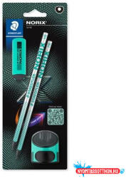 STAEDTLER Grafitceruza készlet, hegyezővel, radírral, HB, STAEDTLER "Norix® 181", zöld (TS181SBK23) - nyomtassotthon
