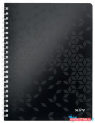 Leitz Spirálfüzet, A4, kockás, 80 lap, LEITZ "Wow", fekete (COR_E46380095)