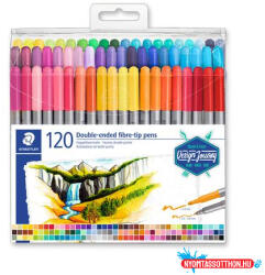 STAEDTLER Filctoll készlet, 0, 8/3, 0 mm, kétvégű, STAEDTLER® "3200", 120 különböző szín (COR_TS3200TB120)