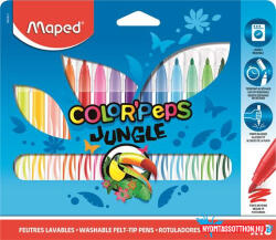 Maped Filctoll készlet, 2, 8 mm, kimosható, MAPED "Color'Peps Jungle", 18 különböző szín (COR_IMA845421)