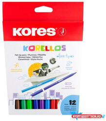 Kores Filctoll készlet, kimosható, KORES "Korellos", 12 különböző szín (COR_IK29013)