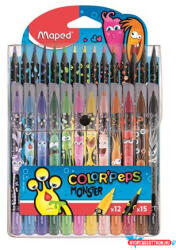 Maped Filctoll és színes ceruza készlet, MAPED "Color'Peps Monster" 12+15 különböző szín (COR_IMA984718)