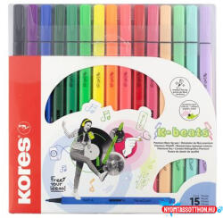 Kores Filctoll készlet, kimosható, KORES "K-beats", 15 különböző szín (IK29215) - nyomtassotthon