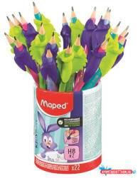 Maped Írástanuló grafitceruza radírral, ceruzatartó, HB, háromszögletű, ceruzafogóval, MAPED "Kidy Learn", vegyes színek (COR_IMA853503)