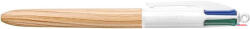 BIC Golyóstoll, 0, 32 mm, nyomógombos, négyszínű, BIC "4 Colours Wood Effect (COR_BC508964)