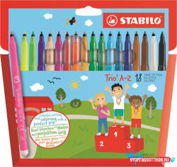 STABILO Filctoll készlet, 0, 7 mm, STABILO "Trio A-Z", 18 különböző szín (TST37818)