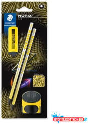 STAEDTLER Grafitceruza készlet, hegyezővel, radírral, HB, STAEDTLER "Norix® 181", sárga (COR_TS181SBK21)