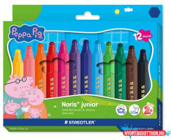 STAEDTLER Filctoll készlet, 2, 5 mm, kimosható, jumbo, STAEDTLER „Noris® junior 329, Peppa malac, 12 szín (TS329C12L1) - nyomtassotthon