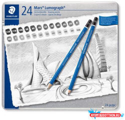 STAEDTLER Grafitceruza készlet, fém doboz, hatszögletű, STAEDTLER "Mars® Lumograph® 100", 24 különböző keménység (COR_TS100G24)