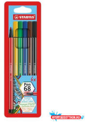 STABILO Filctoll készlet, 1 mm, STABILO "Pen 68", 6 különböző szín (TST6806PL) - nyomtassotthon