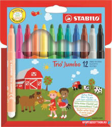 STABILO Filctoll készlet, 3 mm, STABILO "Trio Jumbo", 12 különböző szín (TST38012)