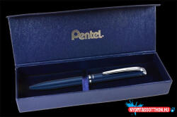 Pentel Zseléstoll, 0, 35 mm, rotációs, diplomatakék tolltest, PENTEL "EnerGel BL-2007" fekete, ajándék kék betéttel (COR_PENBL2007C)