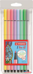 STABILO Filctoll készlet, 1 mm, STABILO "Pen 68", 8 pasztell szín (TST68801) - nyomtassotthon