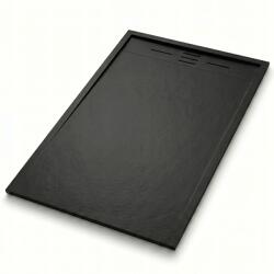 tech globe Zuhanytálca 120x80 fekete téglalap alakú vágott alacsony Smc szifon (TS-TRAY-B-120X80-BLACK)