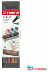 STABILO Filctoll készlet, 1 mm, STABILO "Pen 68", 10 db-os asztali készlet (COR_TST68107)
