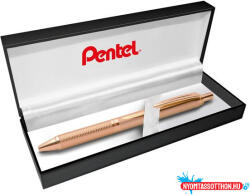 Pentel Zseléstoll, 0, 35 mm, nyomógombos, rosegold tolltest, PENTEL "EnerGel BL-407" fekete, ajándék kék tollbetéttel (COR_PENBL407PG)