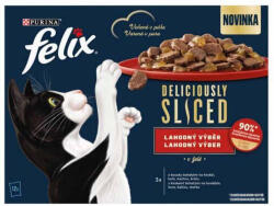 FELIX DELICIOUSLY SLICED - Nedves eledel marha, csirke, kacsa, pulyka macskák részére 12x80g