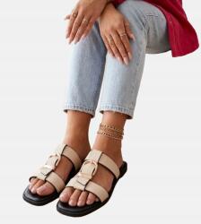 Gemre Bézs Lavinia csattal díszített női flip-flop papucs 38-as méret (CD5304-4 BEIGE)
