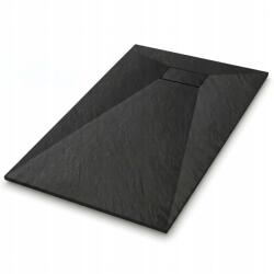 tech globe Zuhanytálca 110x80 fekete téglalap alakú vágott alacsony Smc szifon (TS-TRAY-A-110X80-BLACK)