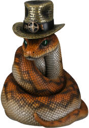 „Steampunk Snake tekeredő kígyó, kalapban műgyanta szobor - 28 cm (64466)