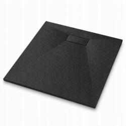 tech globe Zuhanytálca 80x80 fekete szögletes vágott alacsony Smc szifon (TS-TRAY-A-80X80-BLACK)